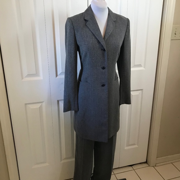 Casual Corner Gray Long Blazer Pant Suit sz 4 - Picture 3 of 7